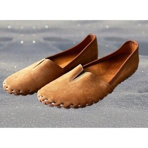Spring Step Kathaleta Tan Leather Suede Loafers Flats Made in Turkey Womens 39